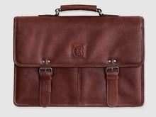 Load image into Gallery viewer, Alfred - Brown Leather Briefcase - Bag - Rust & Fray