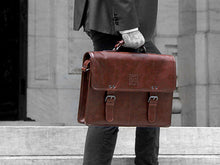 Load image into Gallery viewer, Alfred - Brown Leather Briefcase - Bag - Rust & Fray